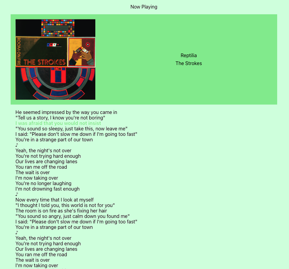 spotify lyrics screenshot